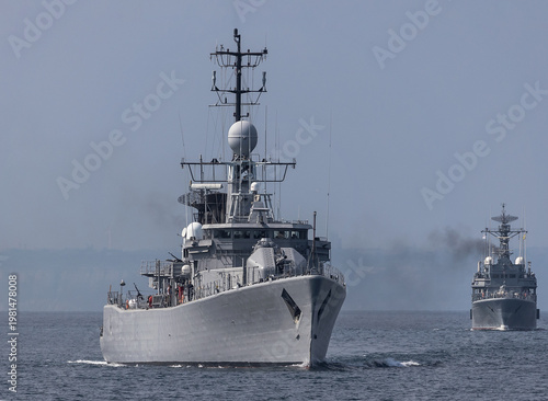 War Ships during mission of protect and rescue in sea.