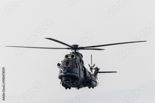 War helicopter on transparent background.