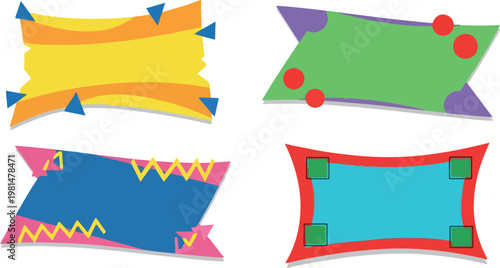 Colorful and playful vector frames with geometric patterns for graphic design