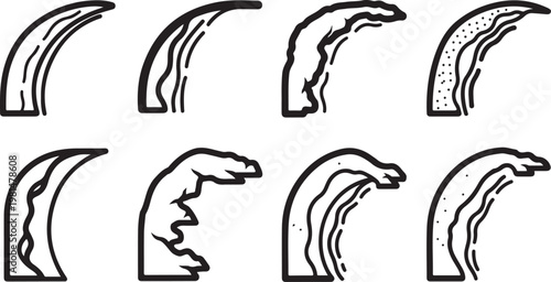 Line art sketches of hands in various positions and angles Vector