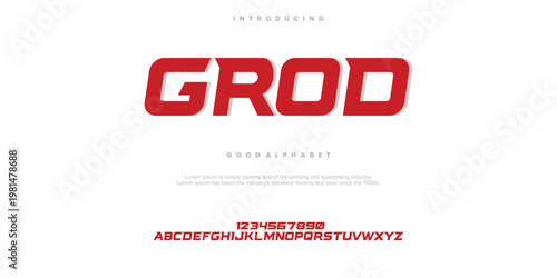 Grod Modern Sporty Bold Italic Alphabet Font vector Illuctrations