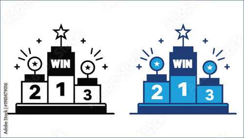 winners podium with positions first second third vector graphic for ranking system, contest result and award presentation concept. Symbolizing hierarchy and success