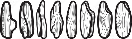 Elongated oval nail art showcasing detailed striped patterns and glossy finish Vector