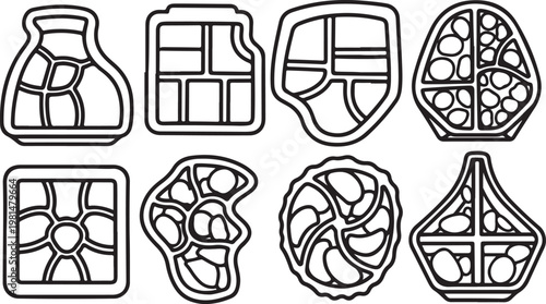 A collection of unique and intricate chandeliers with various designs and shapes Vector