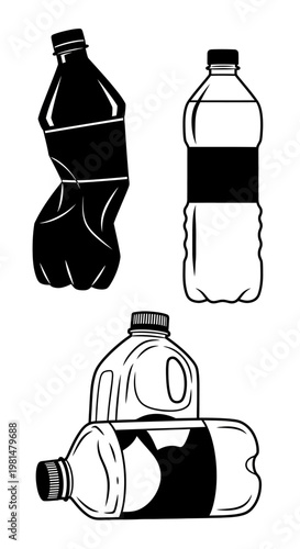 Recycling plastic bottles, concept of waste and reuse