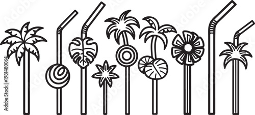 A charming collection of illustrated flowers with decorative stems and leaves Vector