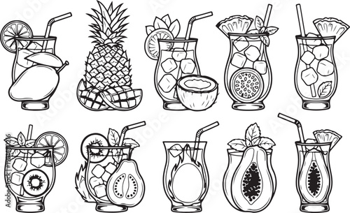 Collection of intricate black and white botanical illustration vases with decorative patterns Vector