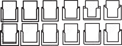 Diagram of mechanical components with levers and pivot points in various configurations Vector