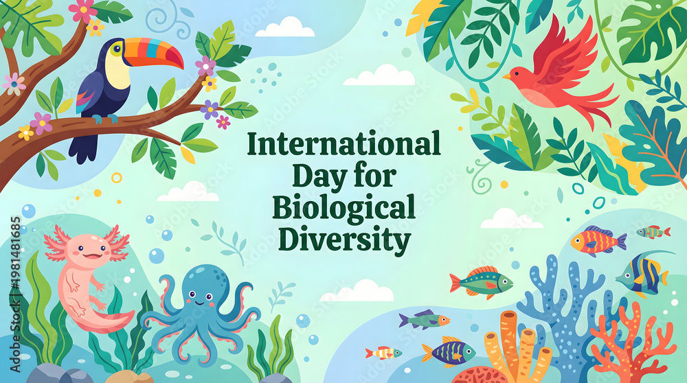 Fototapeta premium International Day for Biological Diversity colorful illustration