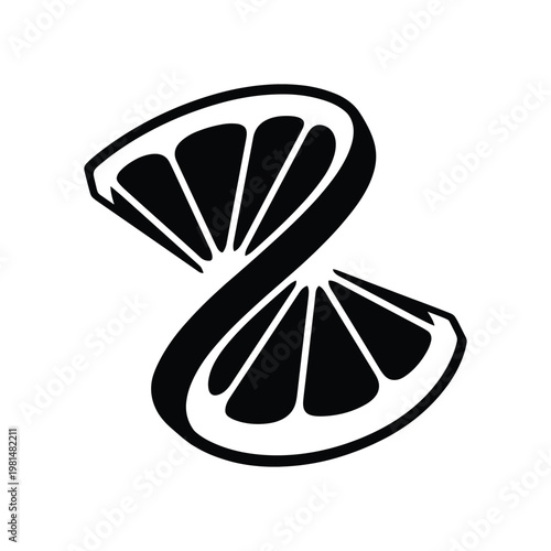 Abstract dna citrus orange fruit slice helix shape graphic illustration.