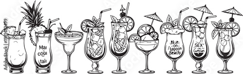 Assorted decorative vases with unique designs and textures Vector