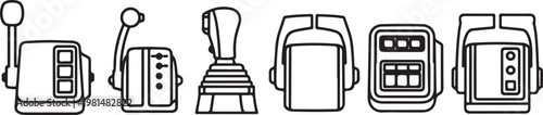 A series of simple outline illustrations of various handbag styles Vector