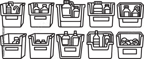 Line drawing of various chairs in different styles and designs Vector