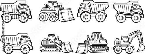 Line drawing of diverse classic cars showcasing automotive history Vector