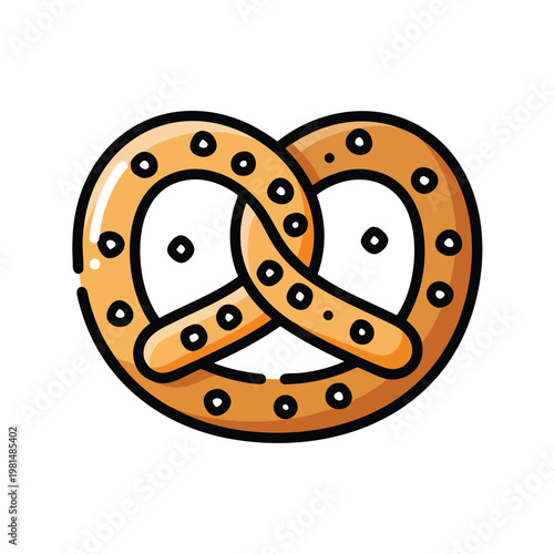 Delicious Baked Pretzel with Salt and Sesame Seeds on a White Background