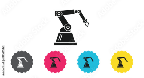 A sophisticated industrial robotic arm vector illustration stands as a powerful symbol of advanced automation and precision manufacturing, representing the innovative future of modern factories and te
