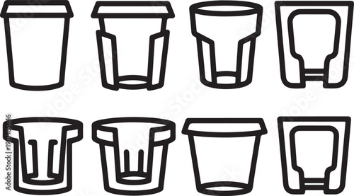 Abstract 3d render of a stack of white cubes with black borders Vector