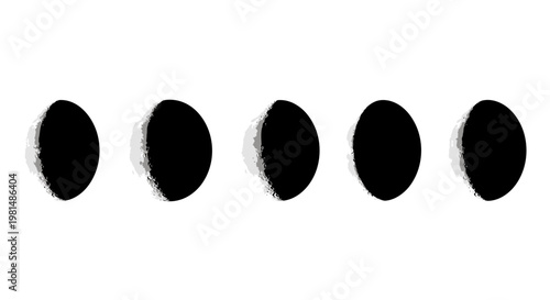 Moon Phases Cycle Graphic - Crescent to Full Moon Progression