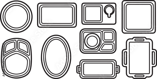 Various shapes and symbols drawn in black ink on a white background Vector