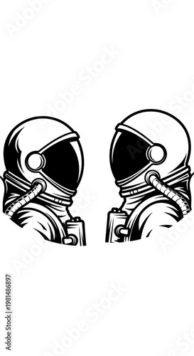 Astronauts Facing Each Other, Space Exploration, Sci-Fi, Futuristic