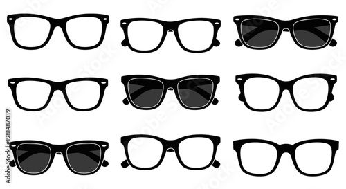 Collection of Eyewear Styles: Glasses and Sunglasses Assortment