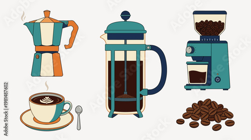 Coffee maker and coffee accessories.