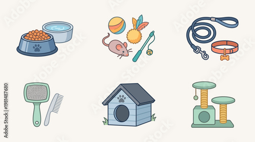 Dog accessories and pet care items.