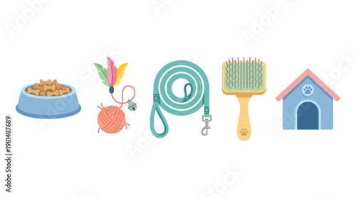 Dog accessories and pet care items.