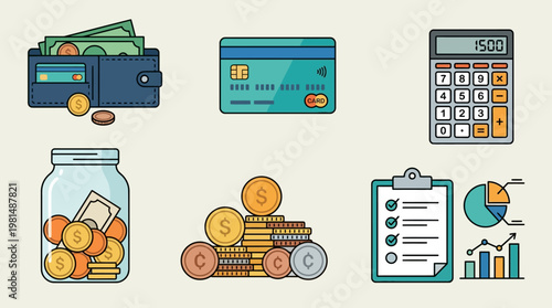 Financial objects for business accounting.