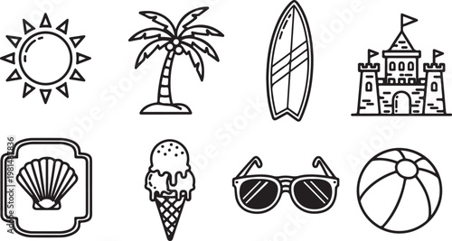 Various round objects and their cross-sectional views in black and white Vector