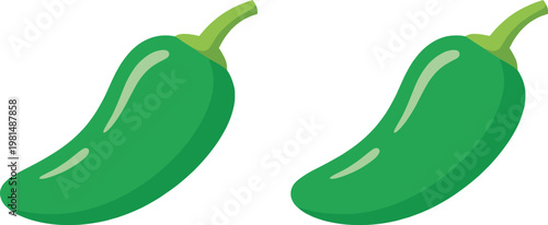Cartoon Green Jalapeño Peppers for Food, Cooking, and Ingredient Illustrations