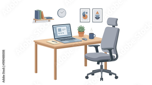 Modern Office Chair and Desk Setup.