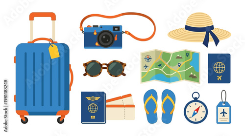 Travel accessories and luggage items.