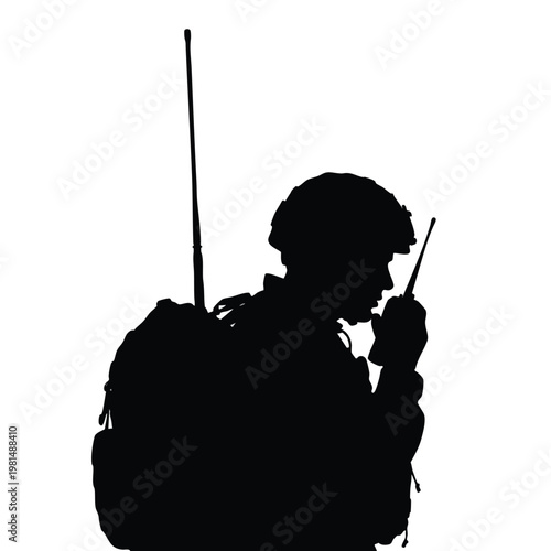 Young Woman with Backpack Using a Walkie Talkie on Hike