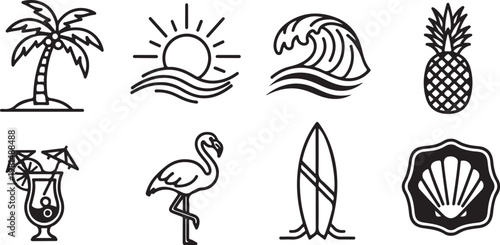 A variety of illustrative mushrooms and fungi in black and white line art Vector