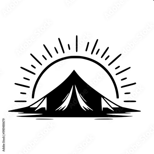 Hope and shelter refugee tent silhouette art