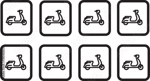 A grid of simple black and white icons showing a person using a wheelchair Vector