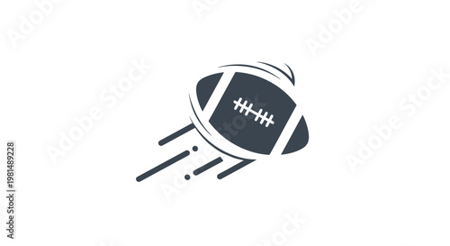 American Football Flying Fast Motion Icon Graphic.