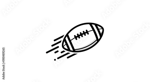 American Football Flying Through Air Dynamic Motion Icon.