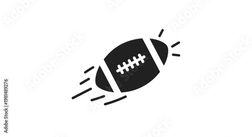 American Football Flying Through Air Motion Graphic Icon.