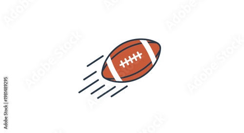 American Football Flying Through Air Motion Lines.