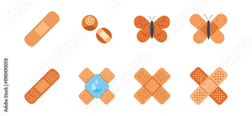 Medical bandages and butterfly shapes on a black background