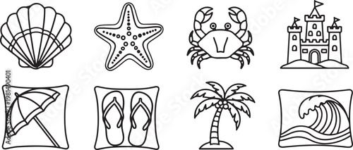 Various whimsical black and white line drawings of everyday objects and symbols Vector