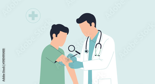 Doctor giving a vaccination injection to a patient in the arm, medical concept