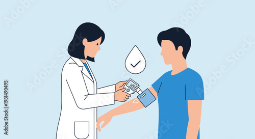 Doctor measuring blood pressure of a patient, healthcare checkup, medical examination