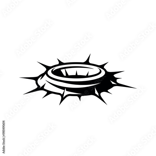 Black and white illustration of a crown of thorns.