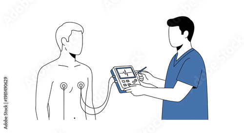 Doctor Performing ECG Test on Patient for Heart Health Checkup