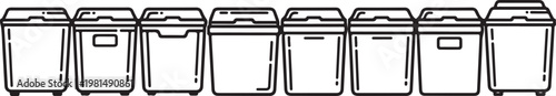 A row of identical simple house illustrations in black and white Vector