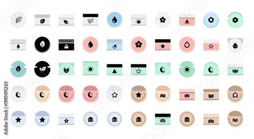 A collection of various colorful icons.