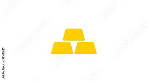 Three gold bars on white background.